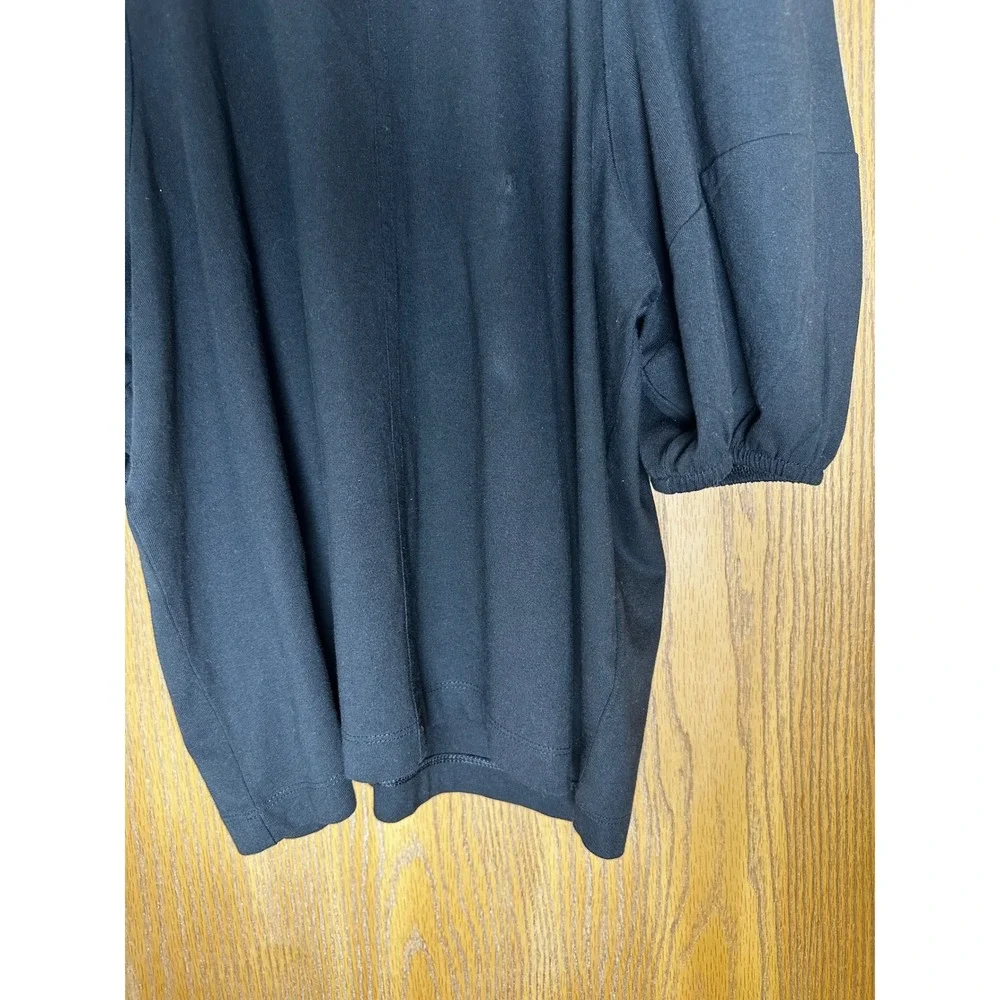 Madewell Black Puff Sleeve Top Blouse Round Neck‎ Short Sleeve Womens Size L